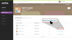 Student Groups is open. A group called Math Class. A student name has a link that says Remove Student highlighted